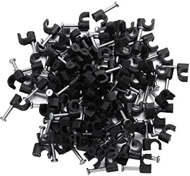 BRIGHTFUFU 100 Stück 4mm Kunststoff Kabelclips Kabelbefestigung Telefonleitungsbinder Schwarz Für Kabelfixierung Zuhause Büro Kleiner Kabel Organizer Wandklemme