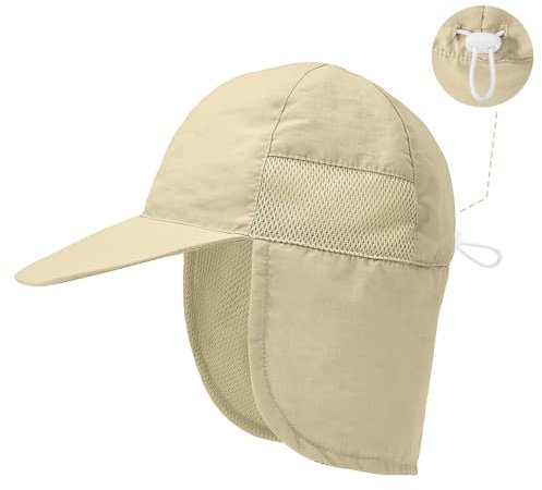 PONCEAU Sonnenhut Kinder mit Nackenschutz uv Schutz 50 Atmungsaktive Sommermütze mit Verstellbarer Kinniemen für Baby und Kleinkinder