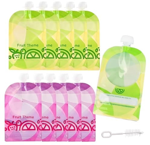EASYLAVIE Lot de 10 Gourde Compote Reutilisable 150ml Pochette Gourdre Réutilisable Aliments pour bébés purées et smoothies