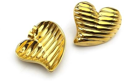 ZIAFRPN Klassische Herz Liebe Edelstahl Ohrringe für Frauen Mädchen Gold Farbe 2024 Korea Mode Ohrstecker Ohrring Schmuck Geschenke