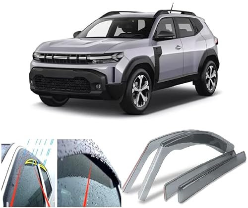 YUEXIANGJING 4 Stück Seitenfenster Abweiser für Dacia Duster III 2023 2024 2025, Sonne Regen Windabweiser Integrierte Deflektoren Regenabweiser Autofenster