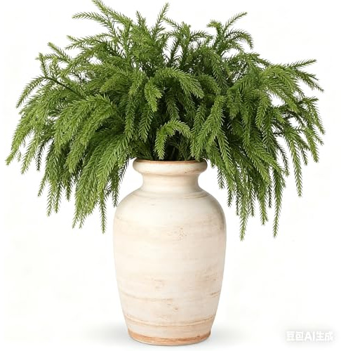 30 Stück 36CM Künstliche Tannenzweige für Weihnachten, naturgetreue Norfolk Tannenzweige Kunststoff Kiefernblätter Gefälschte Kiefernnadel DIY Zubehör für Kranz Girlande Weihnachtsbaum Haus Garten