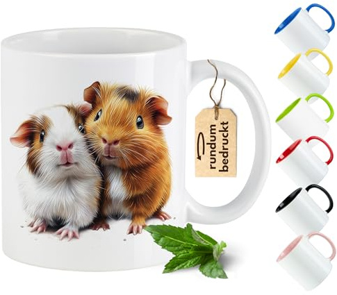 GRAZDesign Süße Meerschweinchen Tasse Keramiktasse mit süßem Meerschweinchen-Motiv – Tier-Tasse für Kinder & Erwachsene – Kaffeebecher - Blau