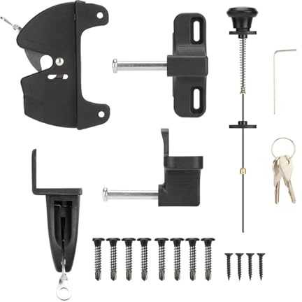 fayarrd Schloss für Zaun, Sicherheitsriegel mit Selbstverriegelung – robuste Beschläge zum Schutz der Privatsphäre für Geräteschuppen, Pool, Hof, Bauernhof, Terrasse und Scheune, für