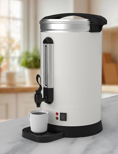 18L Hot Water Boiler Tea Urn, 120 Cups Large Capacity Stainless Steel Tea/Coffee Making Water Heater with Drip Tray, Double Wall Commercial Water Boiler for Catering Venues, Parties Mulled Wine