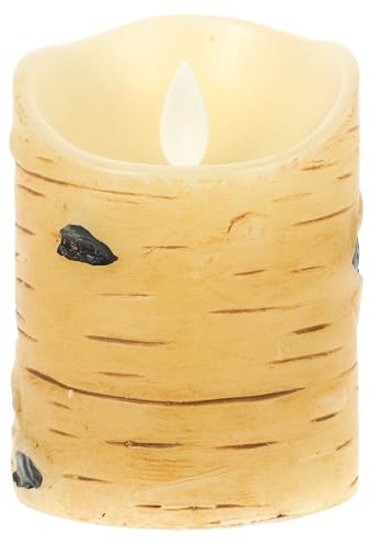 Yardenfun Batteriebetriebene Flammenlose LED Kerze aus Birkenrinde 78cm Ø X 10cm Hoch Dekoratives Kerzenlicht für Hochzeit Geburtstag und Chinesisches Neujahr