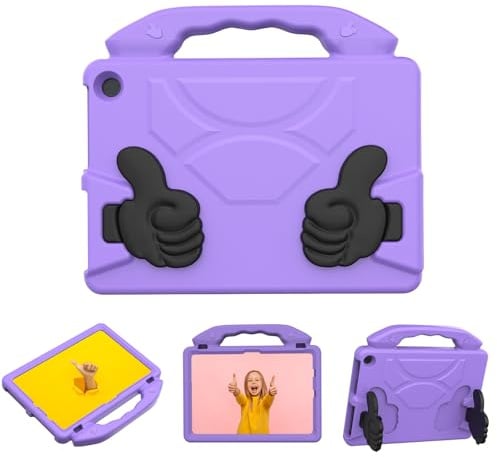 YUEHISY Custodia Protettiva in EVA per Tablet, Custodia Antiurto per Bambini, Maniglia Pieghevole Girevole, Ritagli Lavabili e Precisi, per HD 10 2021 2023 (viola chiaro)