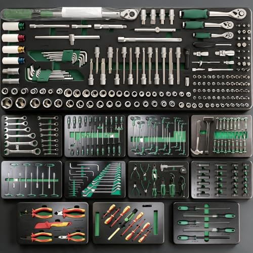 Griplier Professional Mechanic Auto Repair Tool Set, 348 Pieces Socket Set with Ratchets, Wrenches, Screwdrivers and Pliers