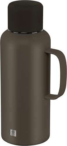 ZWILLING THERMO PLUS Thermoskanne 1,2 l, bis zu 24 Std. heiß/kalt, doppelwandig, Edelstahl Thermosflasche, auslaufsicher, spülmaschinengeeignet, Anti-Rutsch-Boden, Chocolate