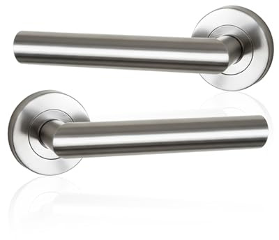 MSC 1 Sets – Straight Brushed Chrome Door Handles – Modern Internal Door Handles on Straight Design, Satin Finish Interior Door Handles, 125mm Lever, 54mm, Includes Fittings