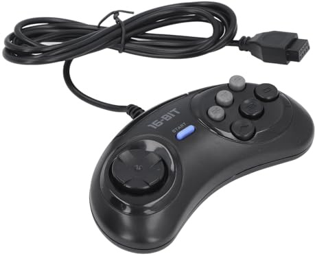 Acouto Controller di Gioco Gamepad Ergonomico retrò a 9 Pin 16 Bit con Funzione Cavo Lungo Plug and Play Pad Classico a 6 per Appassionati di Giochi retrò