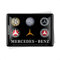 Nostalgic-Art Retro Blechpostkarte, 10 x 14 cm, Mercedes-Benz – Logo Evolution – Geschenk-Idee für Mercedes-Fans, Original Lizenzprodukt (OLP), Postkarte aus Metall, Mini-Blechschild als Grußkarte