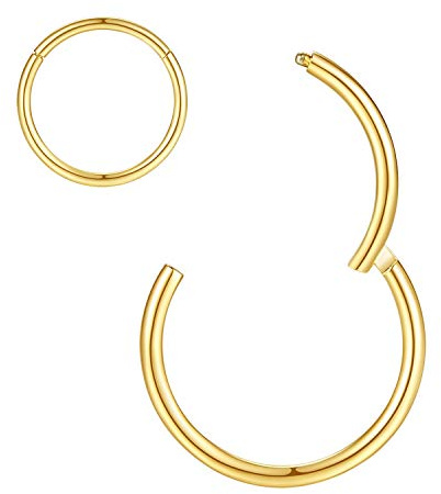 ORANGELOVE 8mm Septum Ring Jewelry Seamless Clicker Nose Rings 18 Gauge Hoop 18g Cartilage Earring Lip Gold Surgical Steel Helix Earrings Piercing.