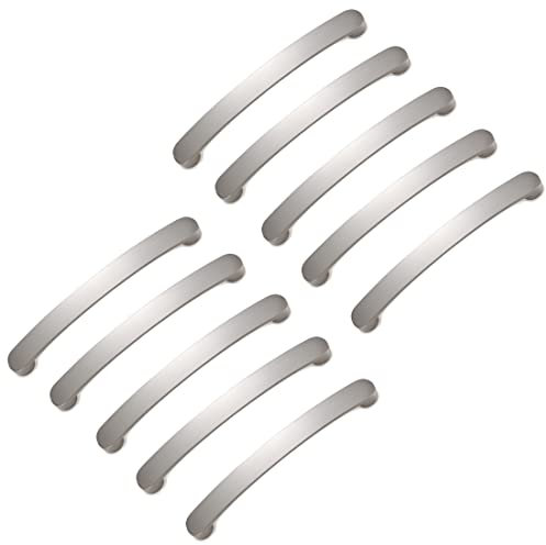 MARGUERASW Lot de 10 Poignée Meuble Cuisine En Nickel Brossé Poignée d'armoire Poignée Meuble-Poignées Tiroirs Cuisine Inox(Centre à Centre 160mm)