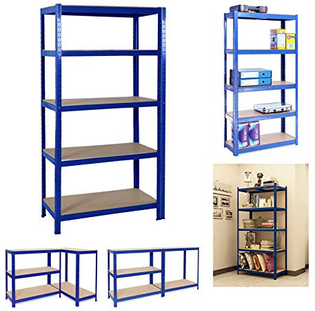 Steckregal Lagerregal Schwerlastregal Regal Kellerregal Werkstattregal Werkbank Garagenregal Einstellbar Kostenlose Kombination bis 875 kg belastbar (180x90x40cm,Blau)