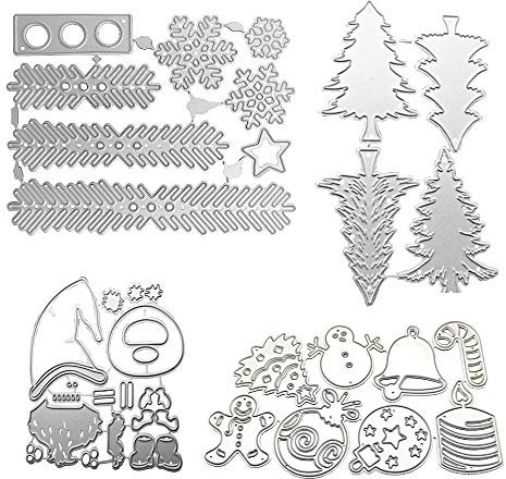 4 forme di Natale fustelle, Albero di Natale Babbo Fiocco di neve Fustellati Stampo per modelli in metallo Strumento di goffratura per album fai da te carta di carta Cake Topper Creazione artigianale