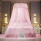 VARWANEO Prinzessinnen-Betthimmel, Moskitonetz, doppellagig, elegante Stickerei, Spitze, durchscheinend, Kuppelbett, Bettvorhang für Doppelbett, Queen-Size-Bett, mit LED-Lichterkette (Rosa/Weiß)