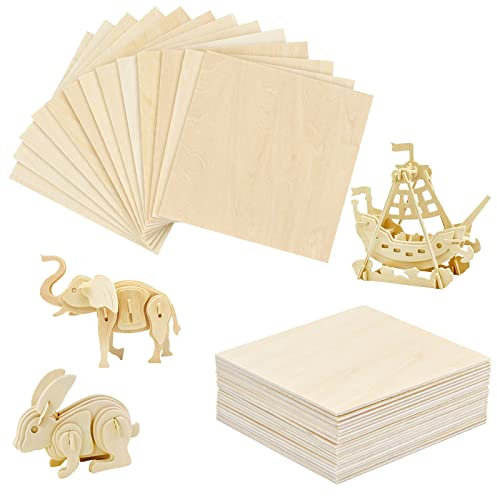 20 Piezas Hojas de Madera de Balsa, 100x100x1.5 mm Madera Contrachapada, Madera Contrachapada sin Terminar de Chapa de Balsa,Tablero de Madera Delgado para Manualidades Proyectos de Maquetas de Barcos