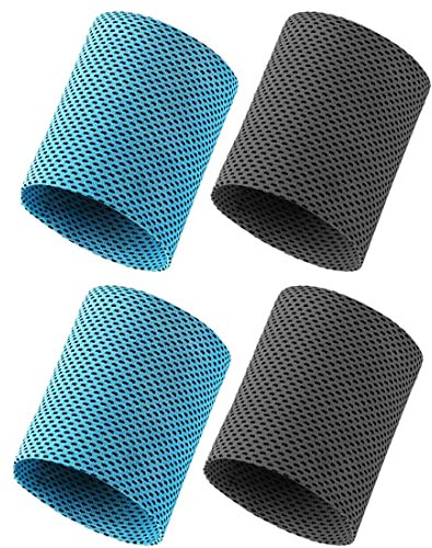 4 Stück Packung Sport Wristbands Absorbierende Schweißbänder Schweißbänder, Sport Wristbands Gelenkband Sport Schweißband Armband Weiche verdickte Baumwolle für Fußball Basketball, Leichtathletik