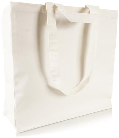 Jute statt Plastik Original | CB320XLF | Fairtrade Baumwolltasche XL | Naturweiß | Fair & Nachhaltig | Shopping Einkauf (1 Stück)