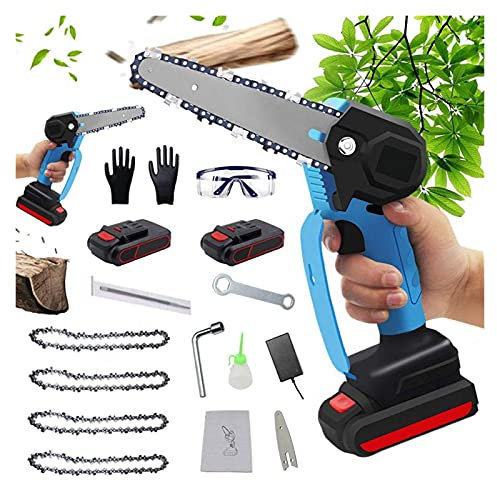 NOALED Sierras de Cadena inalámbricas Sierra de Mano eléctrica portátil de 6 Pulgadas con batería Recargable, Herramienta de jardinería de Ramas de Madera para el hogar, Mini Motosierra