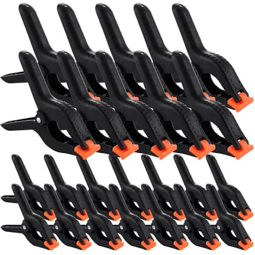 CYEER Spring Clamps Set of 20, Heavy Duty Clamps for Woodwork, 4 Inch 6 Inch Spring Clips Backdrop Clips Plastic Clamps for DIY Projects, Photo Studios, Photo Background