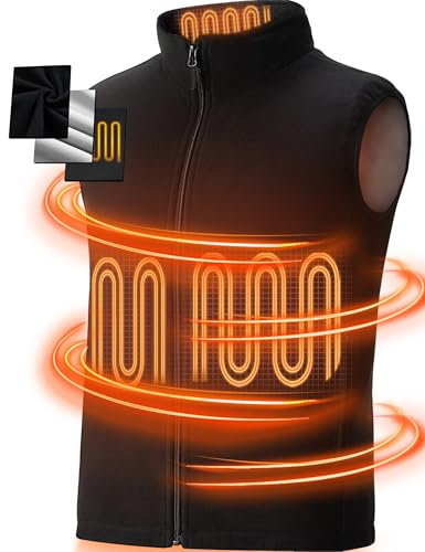 SOLJIKYE Heated Gilet for Men, Electric Heated Vest Men with 3 Temperature, Heated Body Warmer(Power Bank Not Included) Heated Jacket for Outdoor Hiking, Bicycling, Hunting,Dark Black,L