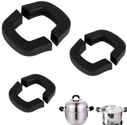 3 Pares de Asas de Silicona para Ollas, Asas de Silicona Aislantes, Duraderas, Antideslizantes, 3 Tamaños, para Ollas de Hierro Fundido, Woks, Sartenes para Hornear