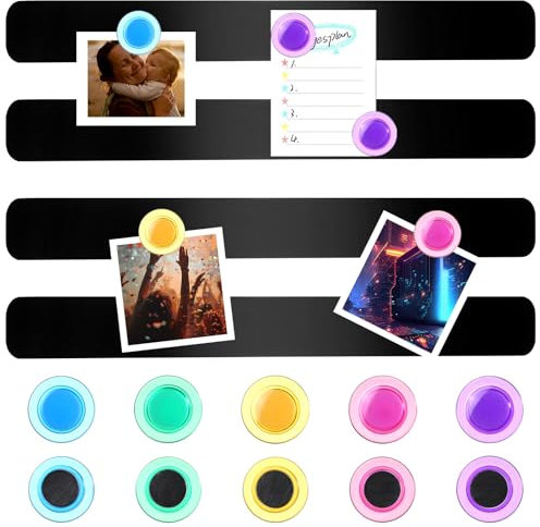 4 Stück Magnettafel Memotafel Selbstklebend 26 x 300 mm Schwarz Starke Magnetleisten Magnetleiste mit 10 Magnete für Whiteboard