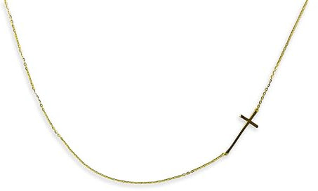 hoffnugsart Halskette Damen Kreuz Anhänger 925 Sterling Silber, liegendes Kreuz quer