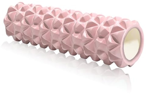 Rouleau de Massage Adulte Unisexe Rouleau Massage en Mousse à Quadrillage Foam Roller pour Soulager les Tensions Musculaires la Pression dans le Dos Rouleau de Massage Musculaire 30×8cm (Rose)