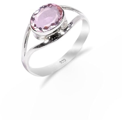Bague de promesse traditionnelle en argent sterling 925 avec améthyste rose, faite à la main, pour femme et homme, RB-01-PAMTST-3.5