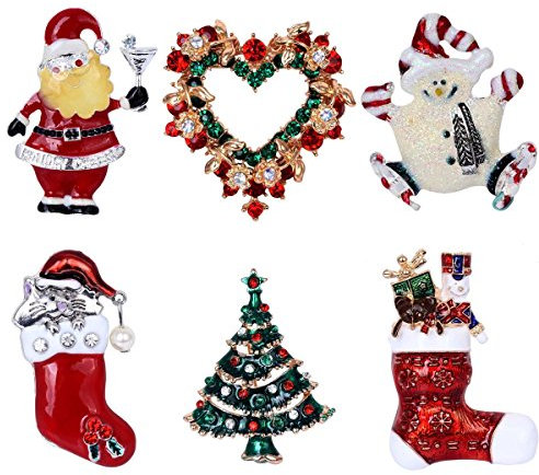 Elegant Rose 6 bunten Weihnachten Brosche Xmas Geschenk für Weihnachtsschmuck Ornaments Geschenke