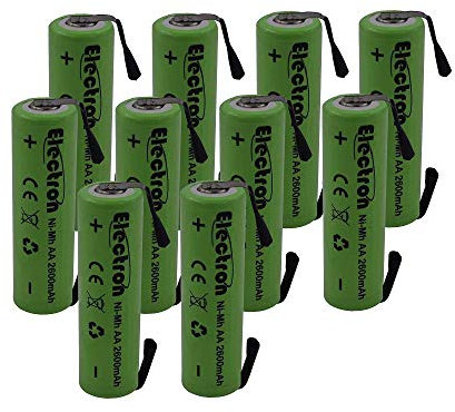 10x Batteria ricaricabile Ni-Mh Stilo AA 1,2V 2600mAh con linguette lamelle terminali a saldare per pacco pacchi batteria