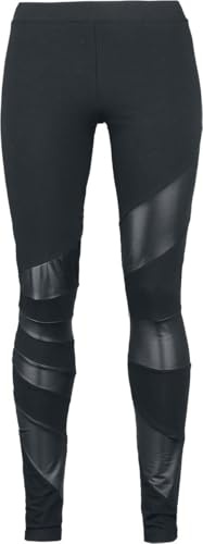 Black Premium by EMP Damen Schwarze Leggings mit Leder-Einsätzen
