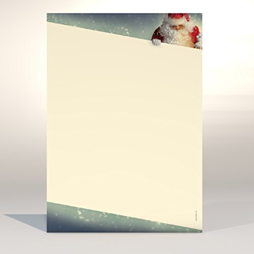 Weihnachts-Briefpapier Set DER Weihnachtsmann, 50 Blatt Motivpapier A4 und 50 Briefumschläge
