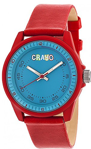 Crayo Jolt Quartz Red Leather Strap Unisex Watch CRACR4902