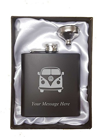 Personalised Engraved Campervan Style Hip Flask and Accessory Set
