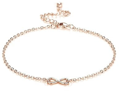 Philip Jones Rose Gold Plated Infinity Anklet Created with Zircondia® Crystals