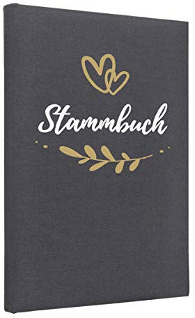 Hochzeitideal – Stammbuch der Familie Fiore grau 21 cm x 15 cm - Buchbinderleinen Hochzeit - Familienbuch Standesamt mit 6-Fach Ringmechanik für Urkunden