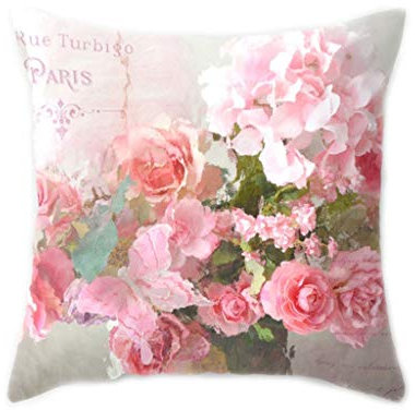 CADANIA Mediterranean Nordic Style Peach Velvet Home Decorative Cushion Cover Colored Rose Flower 3D Digital Printing Throw Pillow Case 10#