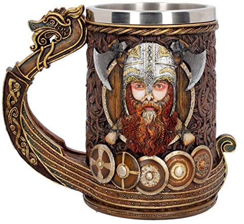 Nemesis Now Drakkar Viking Dragon Boat - Jarra (resina, 15 cm, acero inoxidable, pintada, talla única)