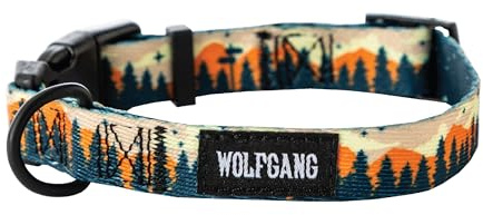 Wolfgang Heavy Duty, Adjustable Dog Collar with Quick Release Nylon Buckle for Walking & Training, Overland Print, Medium