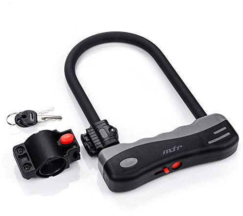 meteor Bike Lock High Security Key / 4 Digit Code Combination Coiling Cable Chain Mounting Bracket Cycling Accessories MTB Scooter Moto Grills Secured Anti-theft Steel Wire Intergrated Keys (U-Lock)