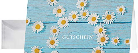 SIGEL DS102 Gutscheinkarten mit Margeriten, DIN lang, 10er Set mit Umschlägen, ideal zum Bedrucken