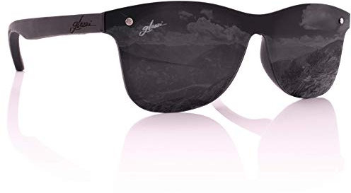 glozzi Sonnenbrille Herren und Damen Holz Polarisiert und Entspiegelt UV400 Schwarz mit Holzbügeln aus Ebenholz und Brillenetui aus Kork