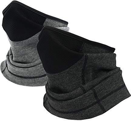 Rumsfel Bandana Uomo & Donna, Scaldacollo Tubolare Inverno, Unisex Sciarpa Collare Antivento e Multiuso copricollo di Pile da Sci Ciclismo Escursione (Nero e Grigio)