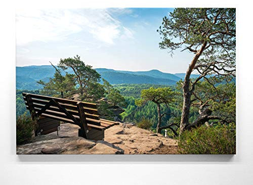 Wunderschönes Leinwandbild vom Pfälzerwald, Waldpanorama 150x50cm – Ein einzigartiges Foto - Verweile – als Wandbild. Eine schöne Wanddeko für Wohnzimmer & Schlafzimmer. Aufgespannt auf Holzrahmen