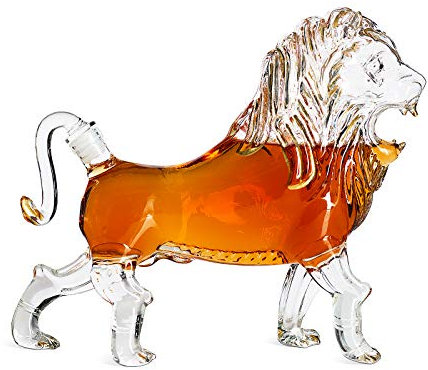 The Wine Savant Lion Animal Whiskey and Wine Decanter - Beautiful Profile of A Lion 500ml - Whiskey, Wine Scotch or Liquor Decanter