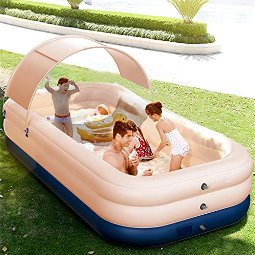 GJXJY Piscinas Hinchables AutomáTica con Toldo,Piscinas Hinchables Grandes Rectangulares Piscina Inflable Infantil Balcon,para NiñOs Adultos Familias